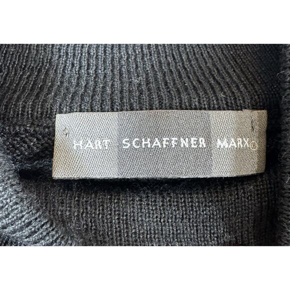 Hart Shaffner Marx Black Wool Silk Blend Men’s Large Mock Sweater Made In Italy - Picture 2 of 10